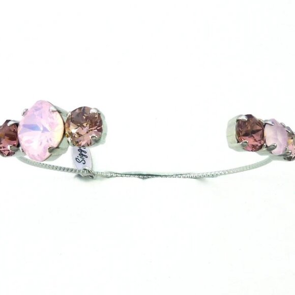 Adjustable Bangle Bracelet made with Genuine Austrian Crystals, Rose Water Opal - Picture 2 of 4